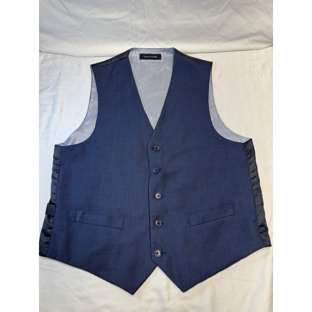 Tommy Hilfiger Vest Waistcoat Men's Medium Navy Blue With Pin Stripes 100% Wool